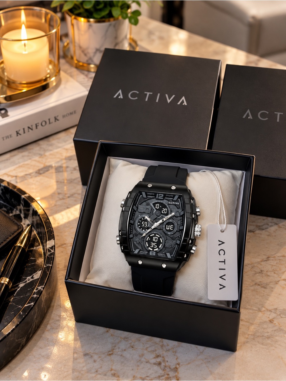 Activa x Invicta ACW8109-001 Black Ana-Digital Men’s Watch 45mm NWT